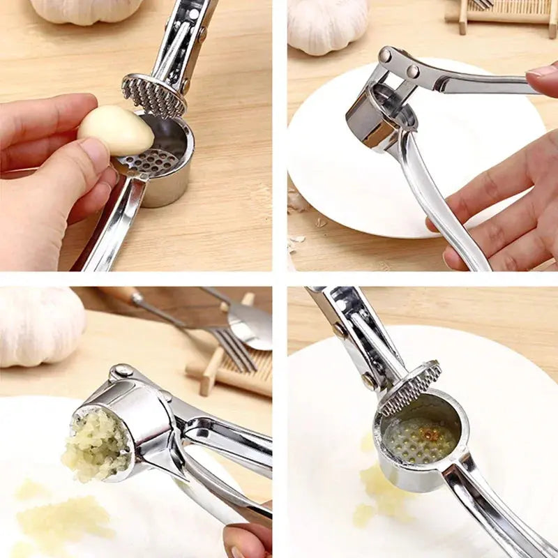 Stainless Garlic Press - Black & Elva