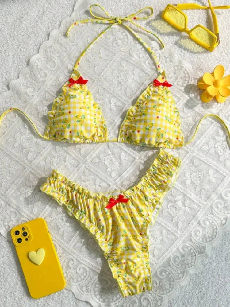 Floral High Waist Bikini - Black & Elva