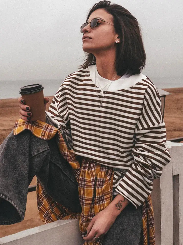 Vintage Striped Tee - Black & Elva