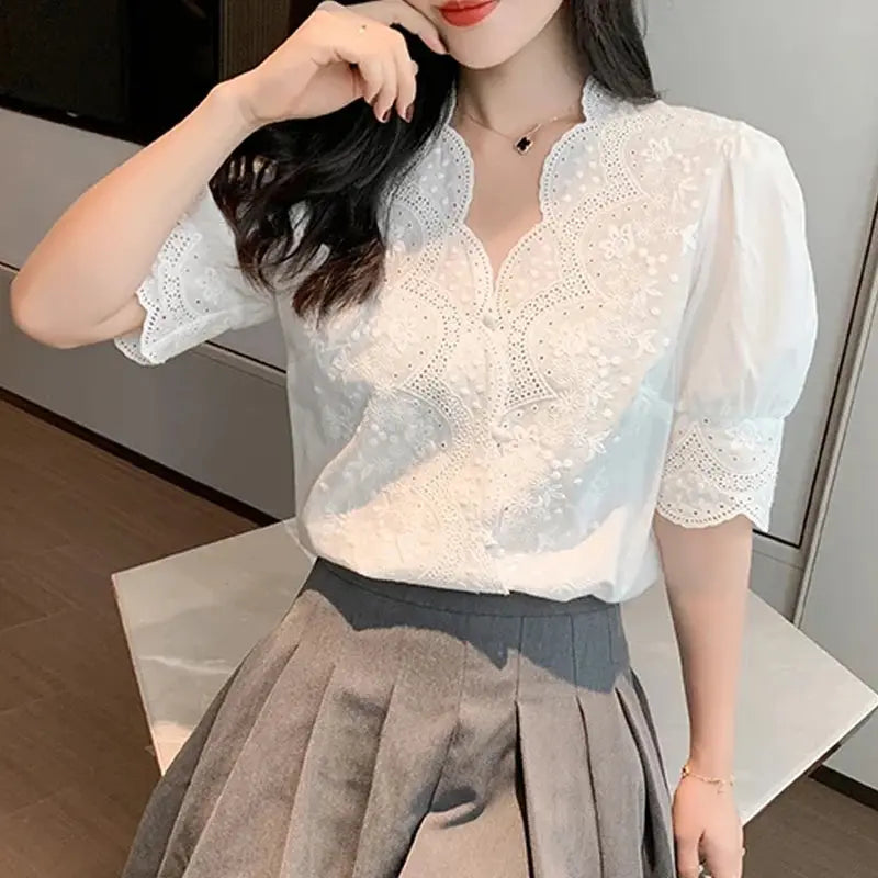 Summer Lace Blouse - Black & Elva