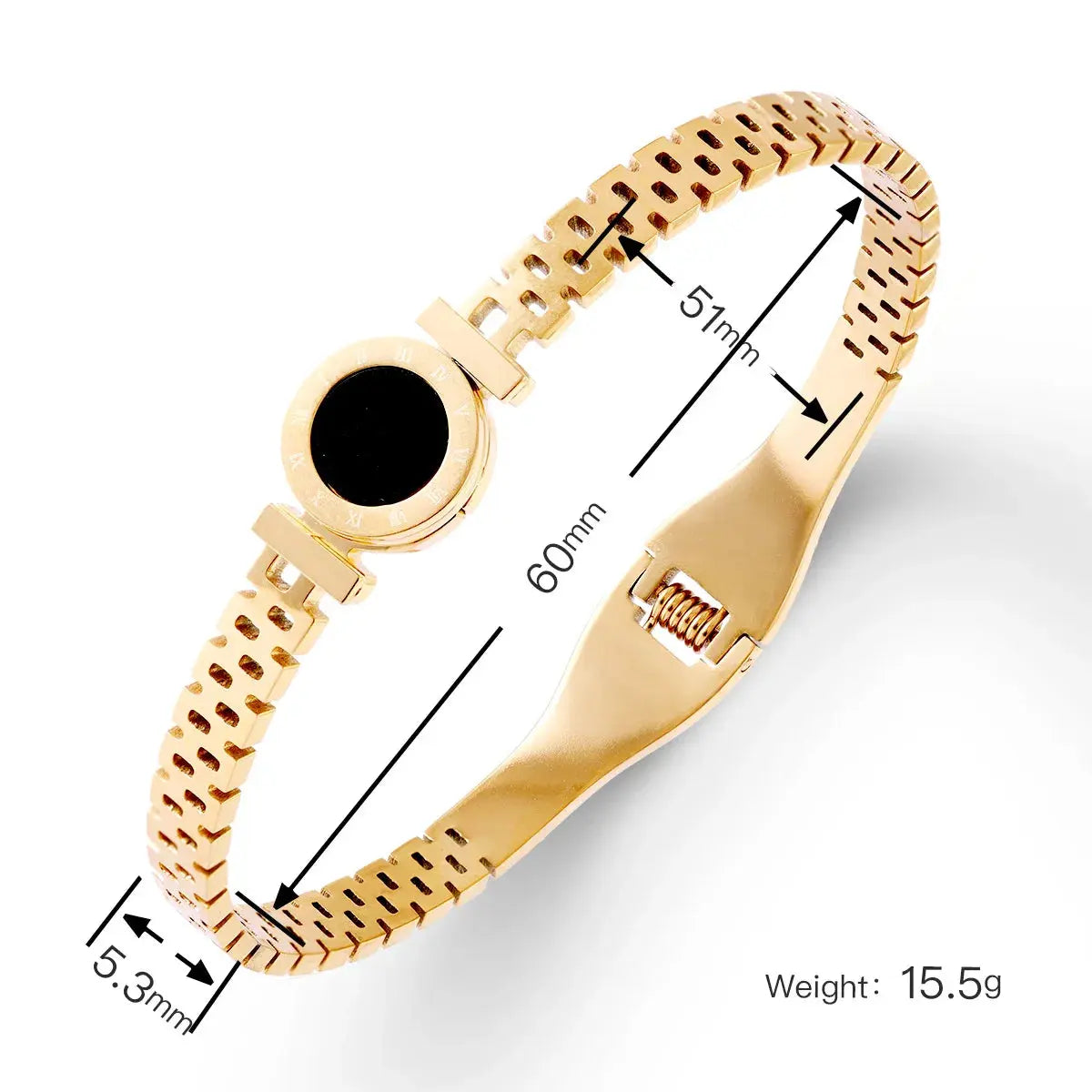 Titanium Steel Zircon Bracelet Classic Style - Black & Elva