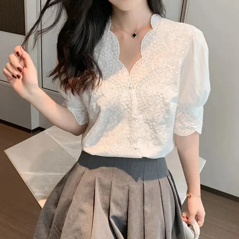 Summer Lace Blouse - Black & Elva