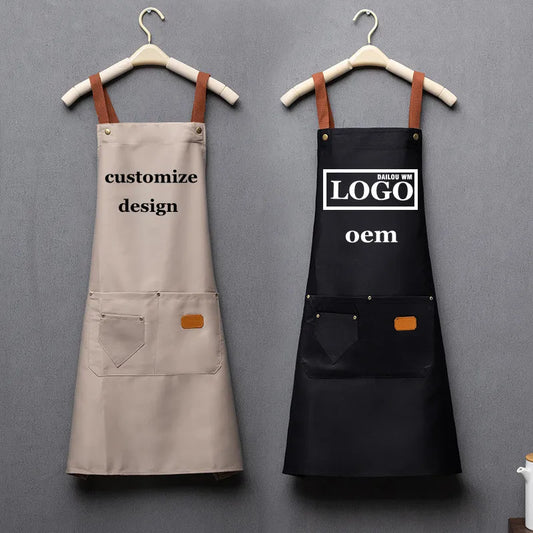 Customized Logo Signature Kitchen Apron front view with personalized logo