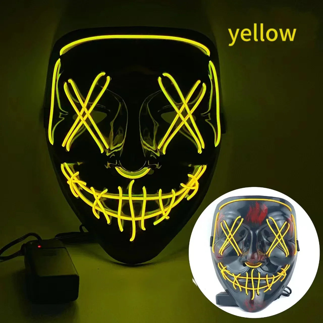 Wireless Glow In The Dark Mask front view LED light up