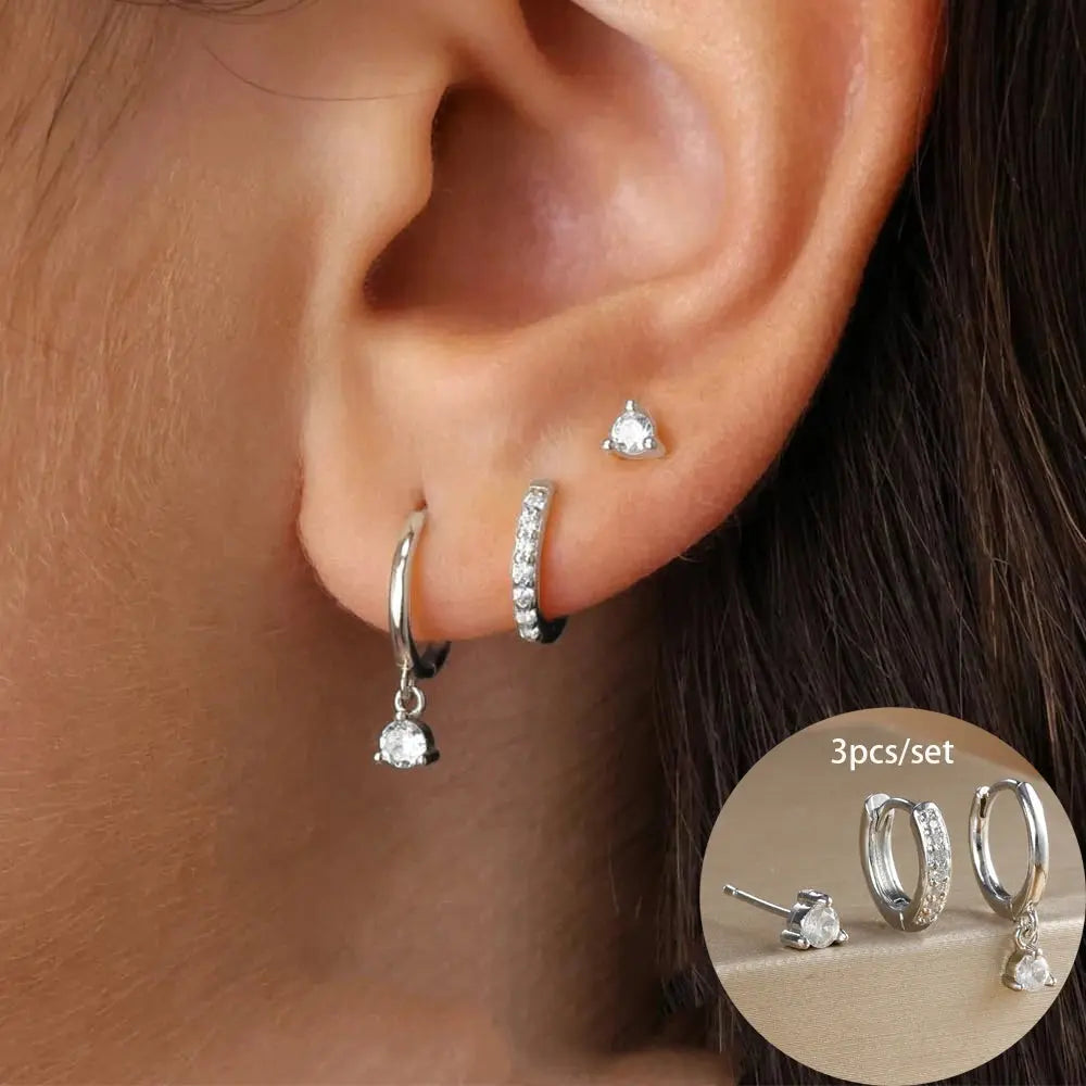 Star Drop Earrings Set - Black & Elva