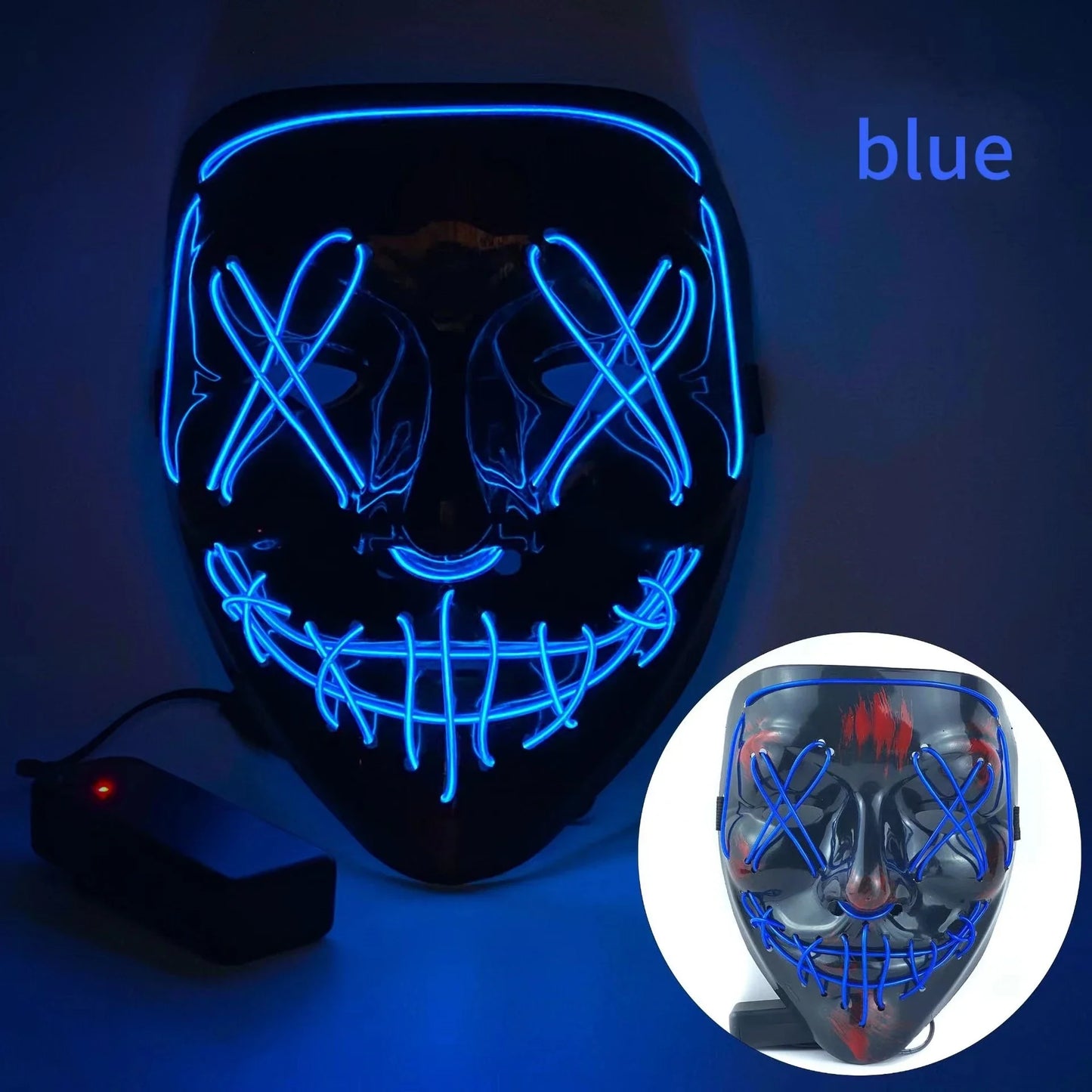 Wireless Glow In The Dark Mask front view LED light up