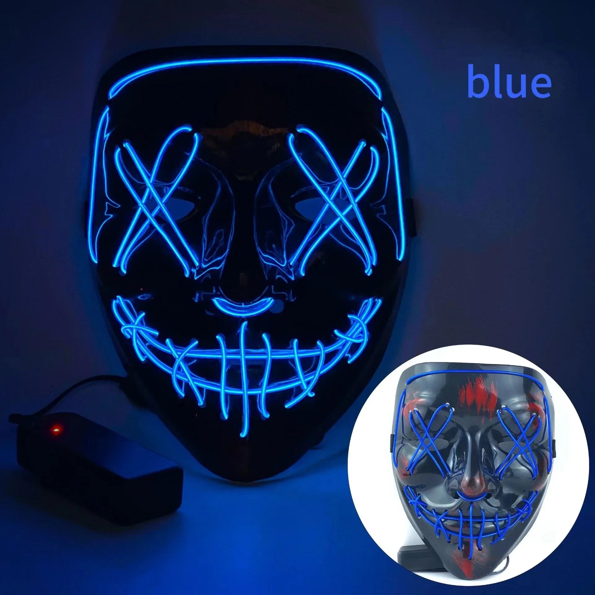 Wireless Glow In The Dark Mask front view LED light up
