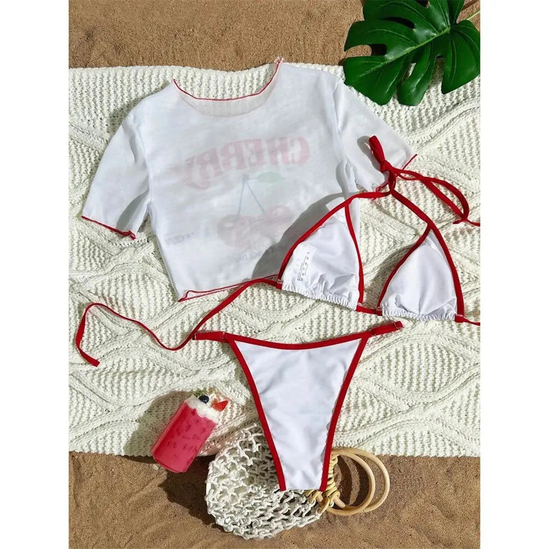 Cherry Print Bikini Set - Black & Elva