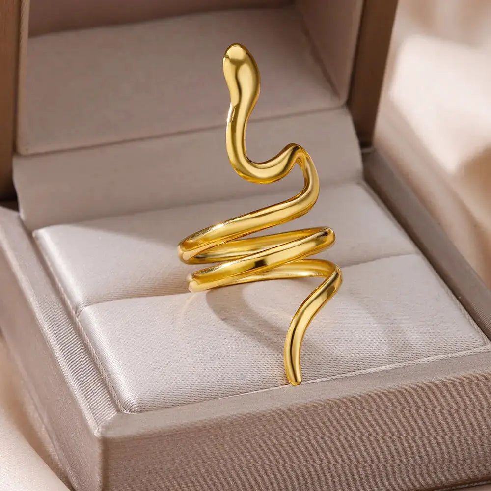 Gold Stainless Steel Rings - Black & Elva