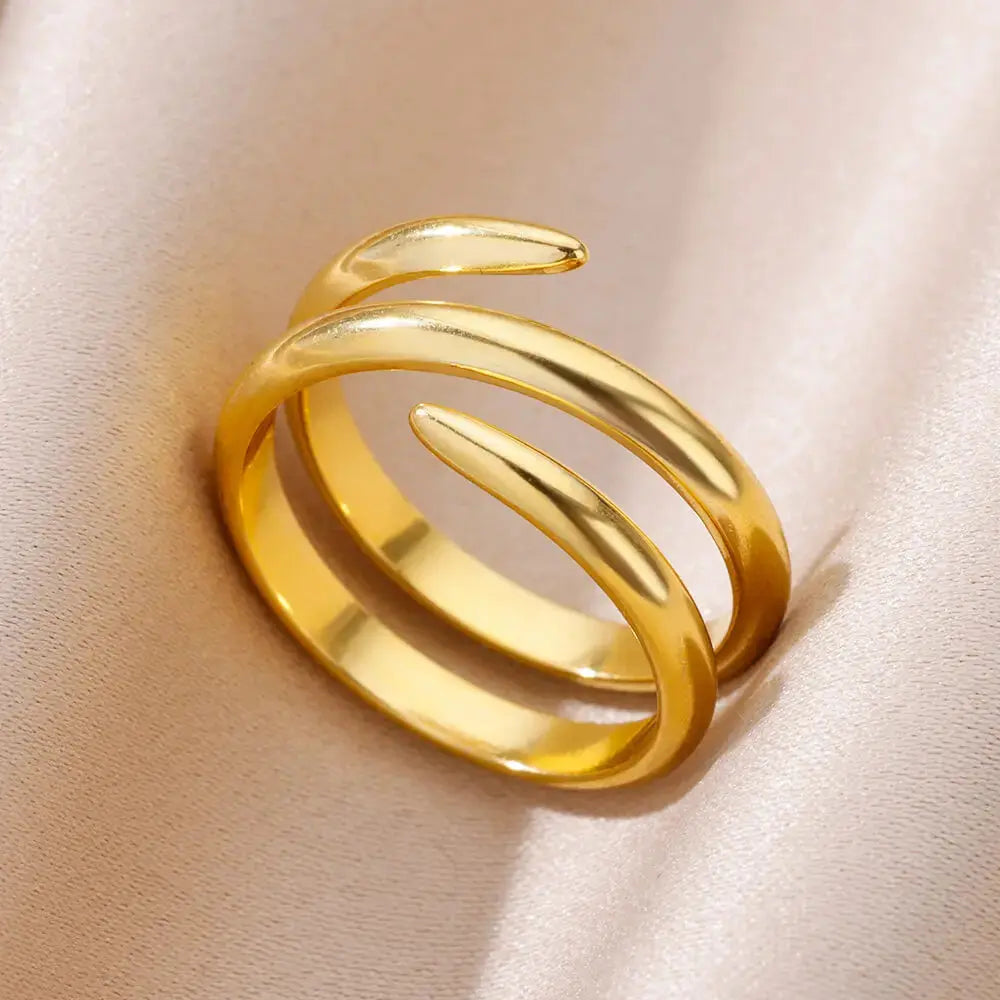 Gold Stainless Steel Rings - Black & Elva