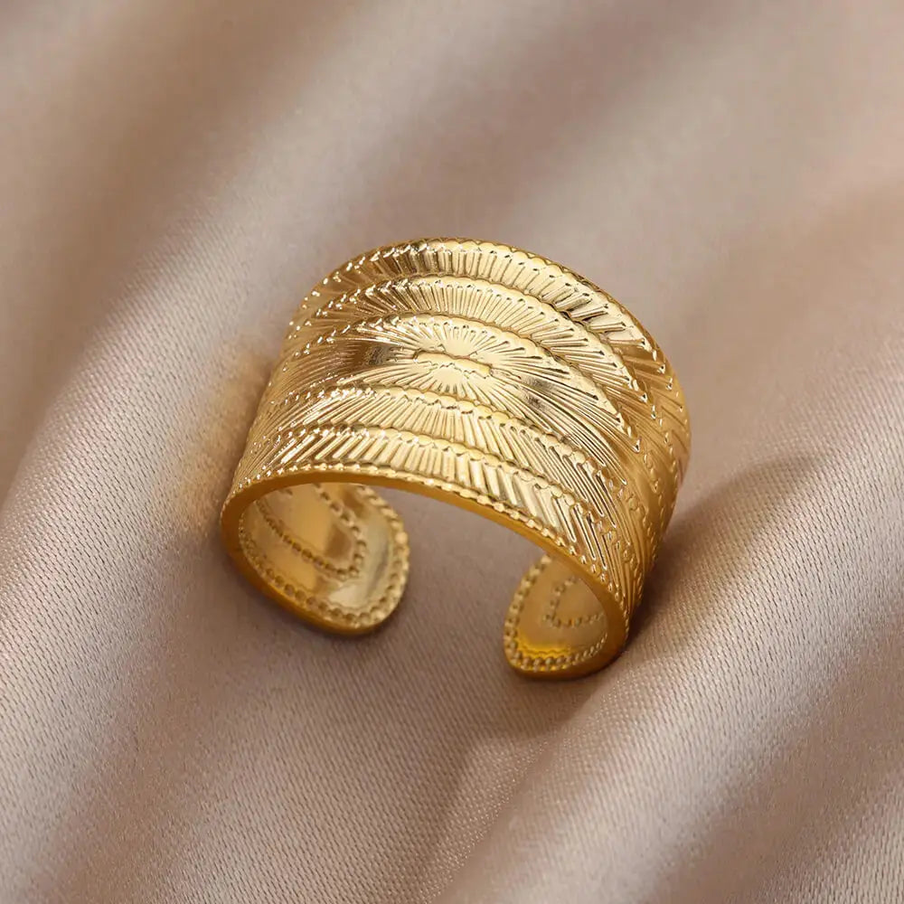 Gold Stainless Steel Rings - Black & Elva
