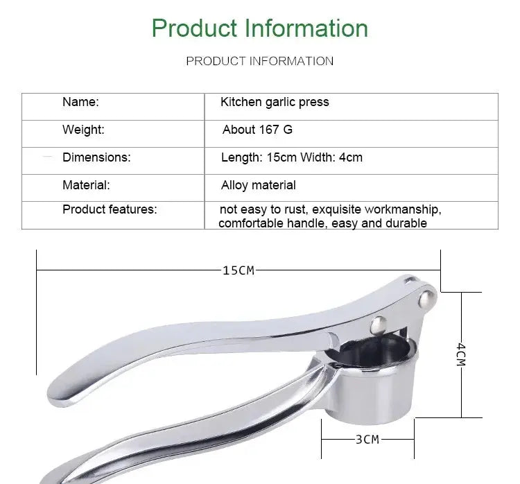 Stainless Garlic Press - Black & Elva