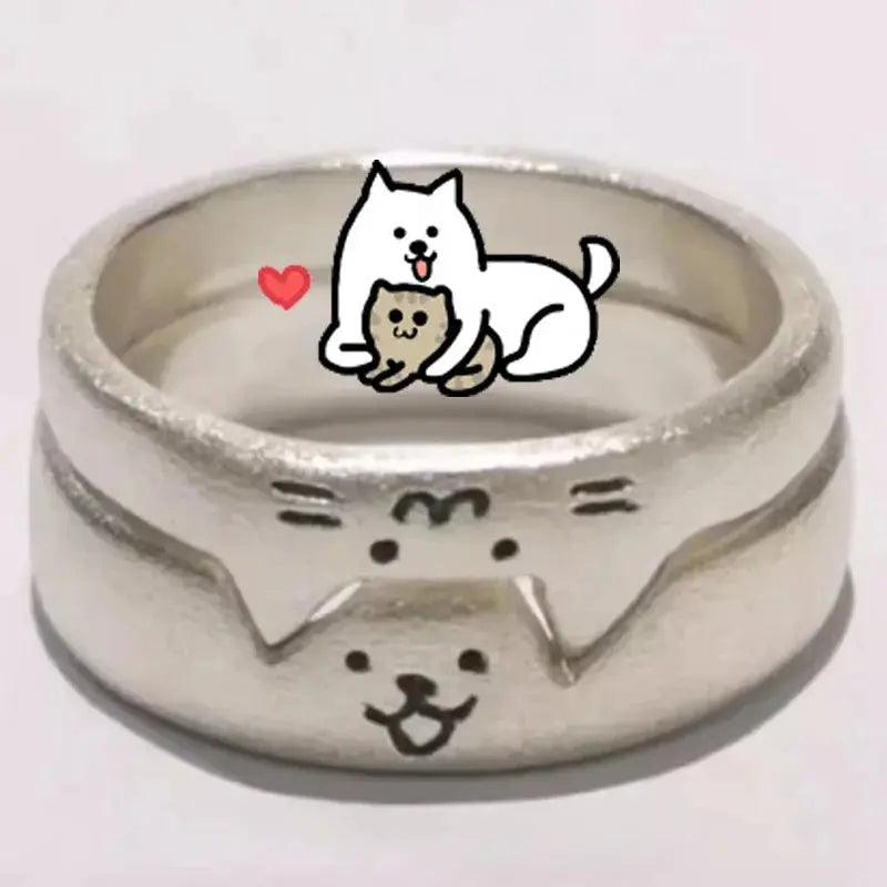 Animal Couple Rings Set - Black & Elva