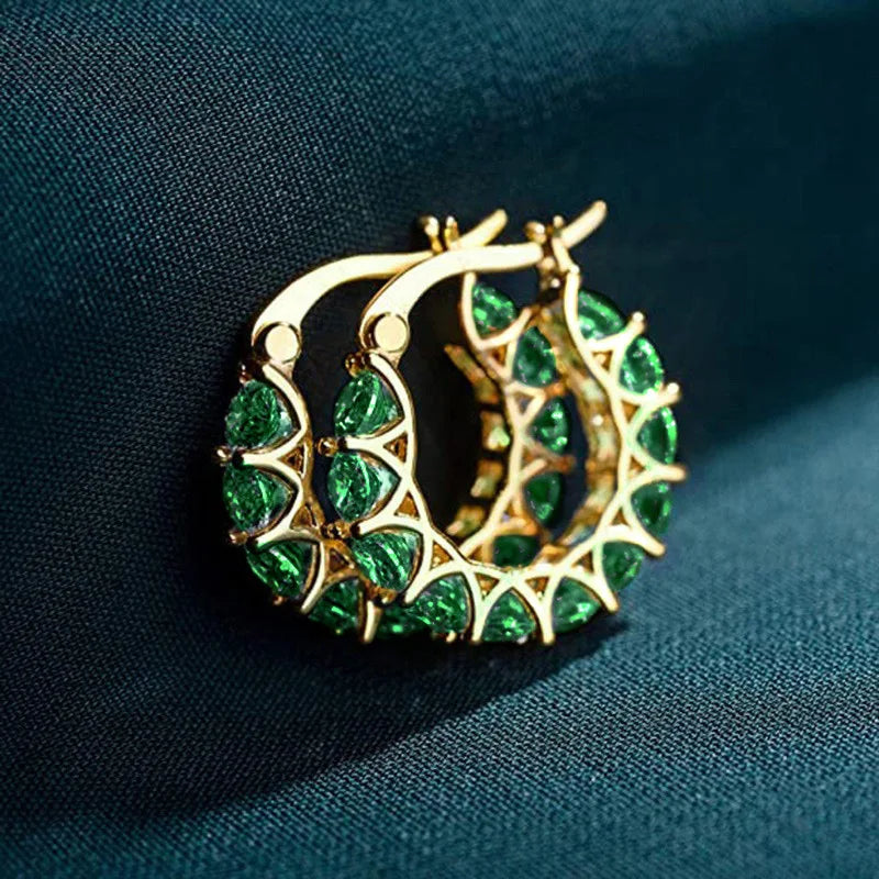 Blue Cubic Zirconia Hoop Earrings | Huitan Luxury Jewelry
