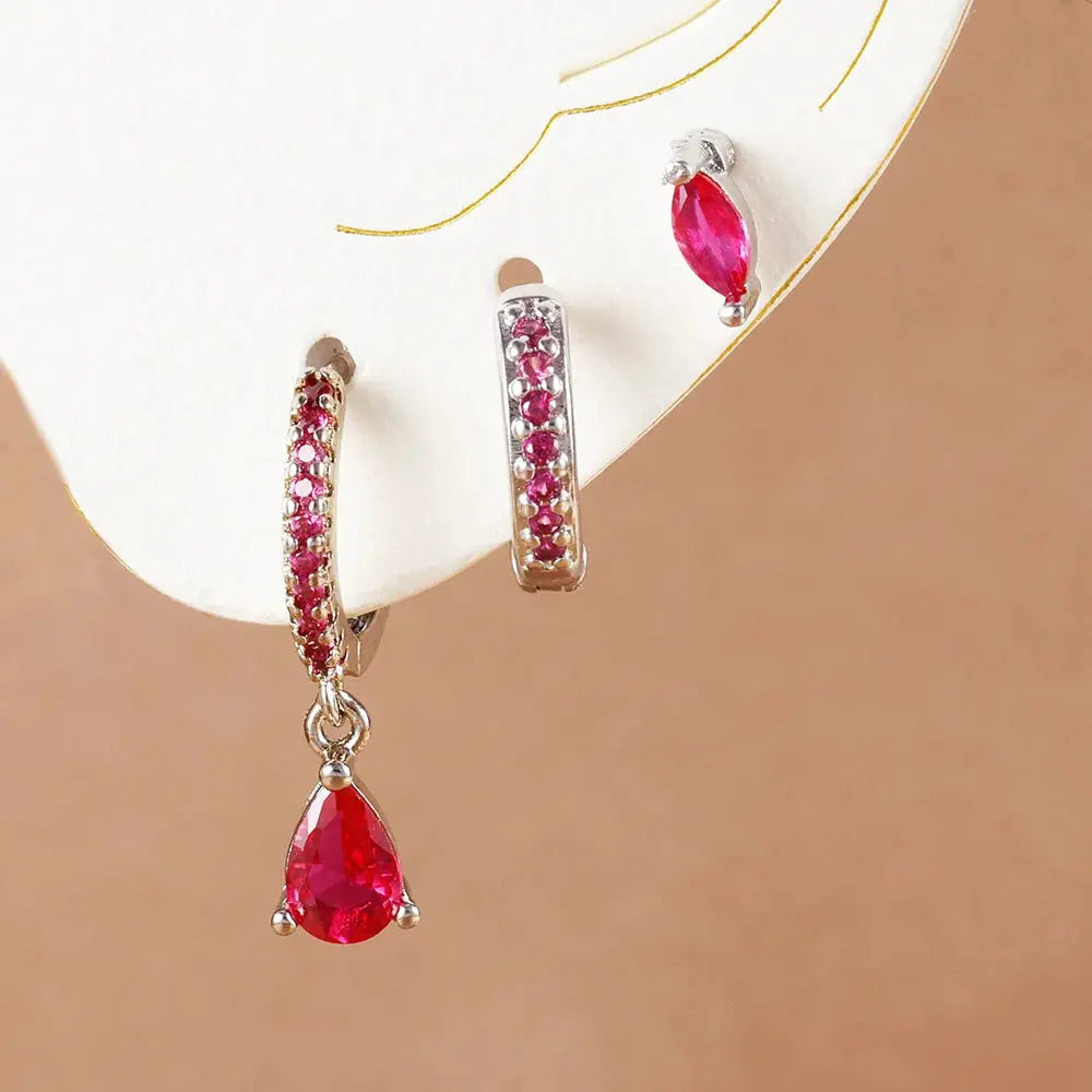 Star Drop Earrings Set - Black & Elva