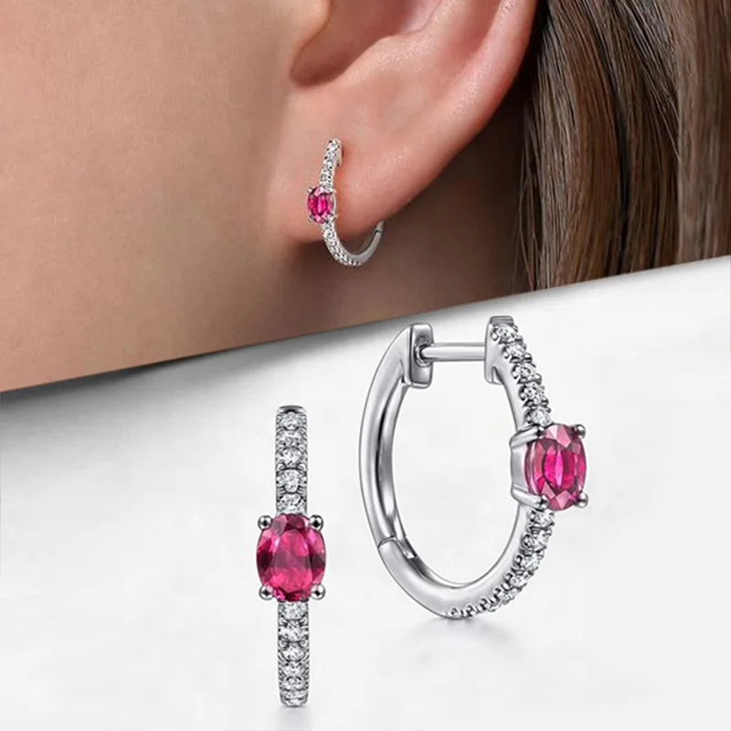 Blue Cubic Zirconia Hoop Earrings | Huitan Luxury Jewelry
