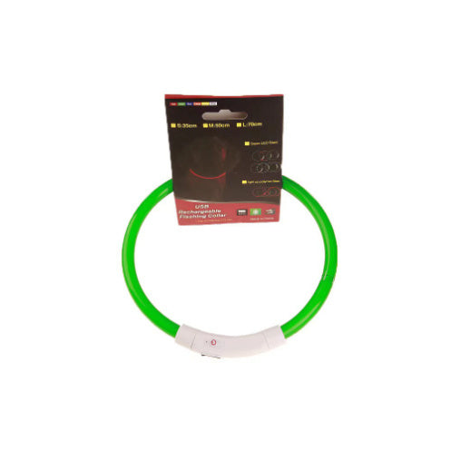 Pet Flashing Collar USB Rechargeable Glowing Necklace Safety Collar Light Up Collars For Night Walking Electric Dog Collar Neon - Black & Elva