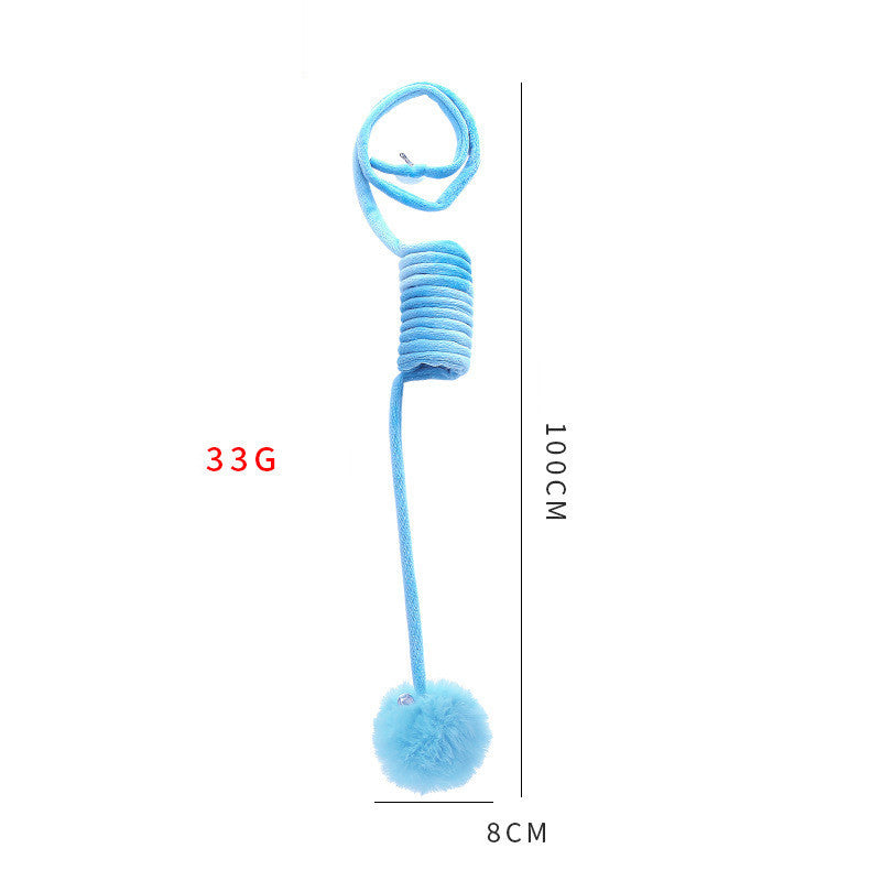 Cat Toy Self-Hi Sucker Spring Rabbit Hair Ball Interactive Play Pet Supplies Interactive Toys - Black & Elva