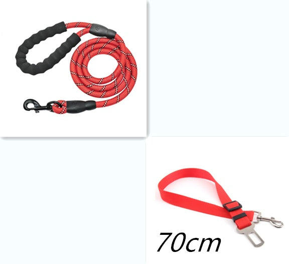 Reflective Nylon Dog Leash – Durable Rope for Walking & Training - Black & Elva