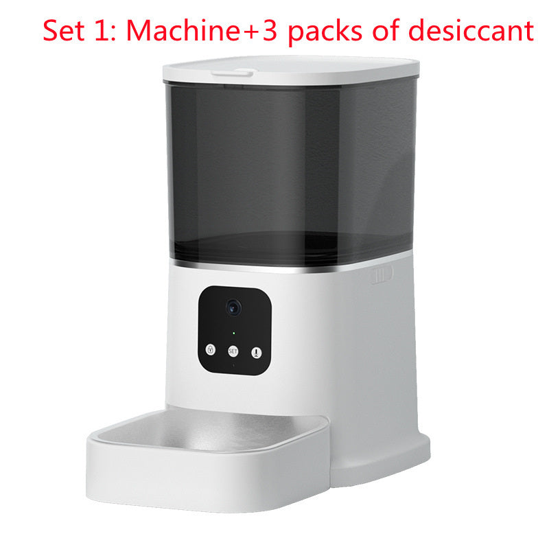 Smart Automatic Pet Feeder with WiFi – Large Capacity, Voice Recorder & Timer for Dogs & Cats - Black & Elva