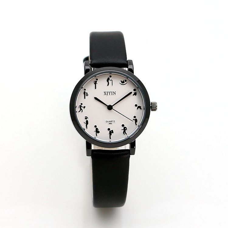 Mori Personality Scale Quartz Watch Fashion Small Kit Men And Women - Black & Elva