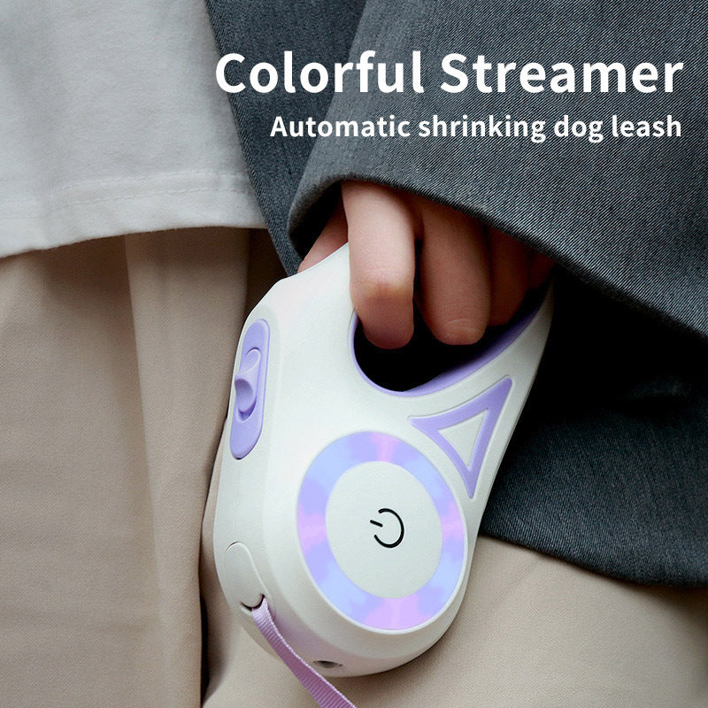 Retractable Dog Leash with Collar – Automatic Pet Lead for Small & Medium Dogs - Black & Elva
