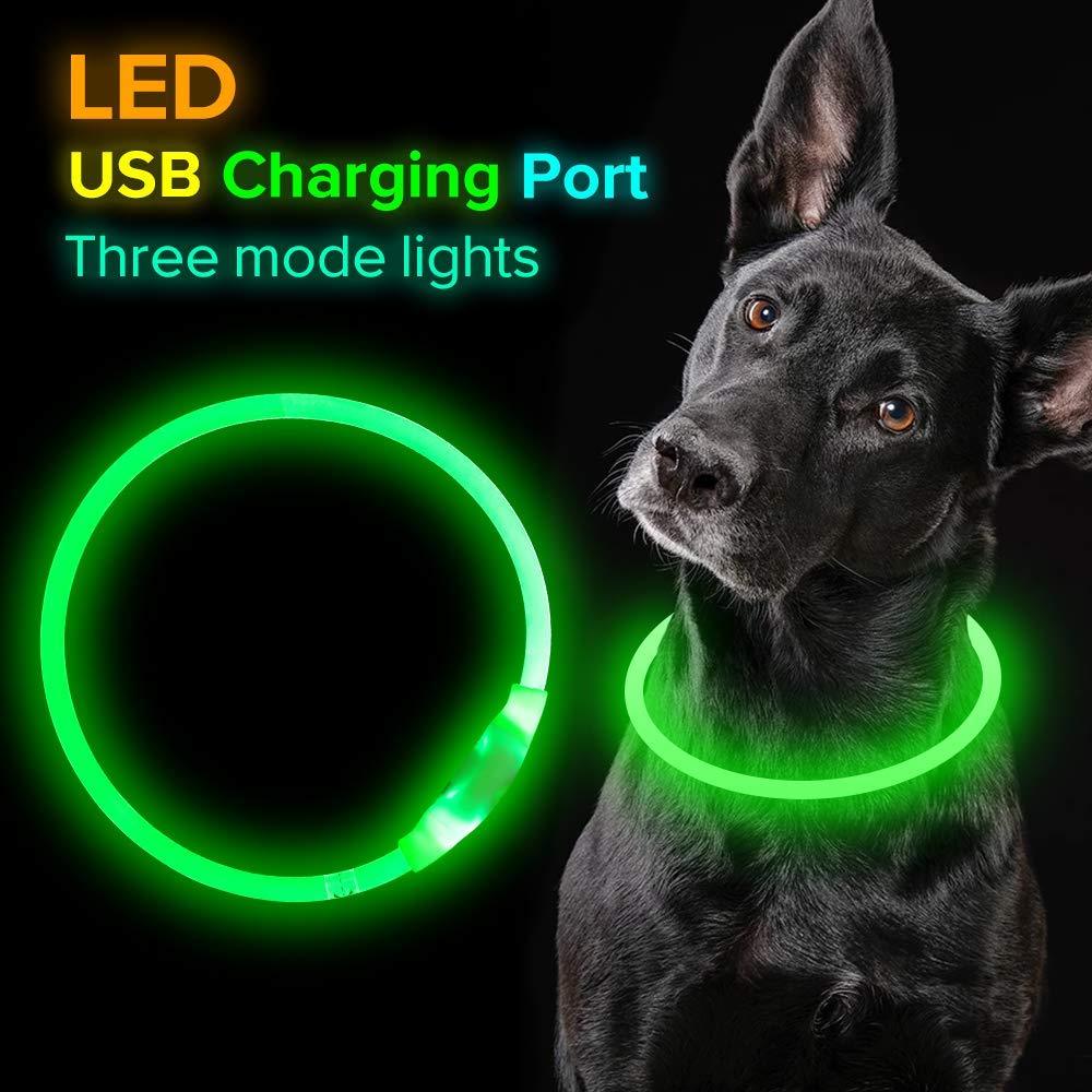 Pet Flashing Collar USB Rechargeable Glowing Necklace Safety Collar Light Up Collars For Night Walking Electric Dog Collar Neon - Black & Elva