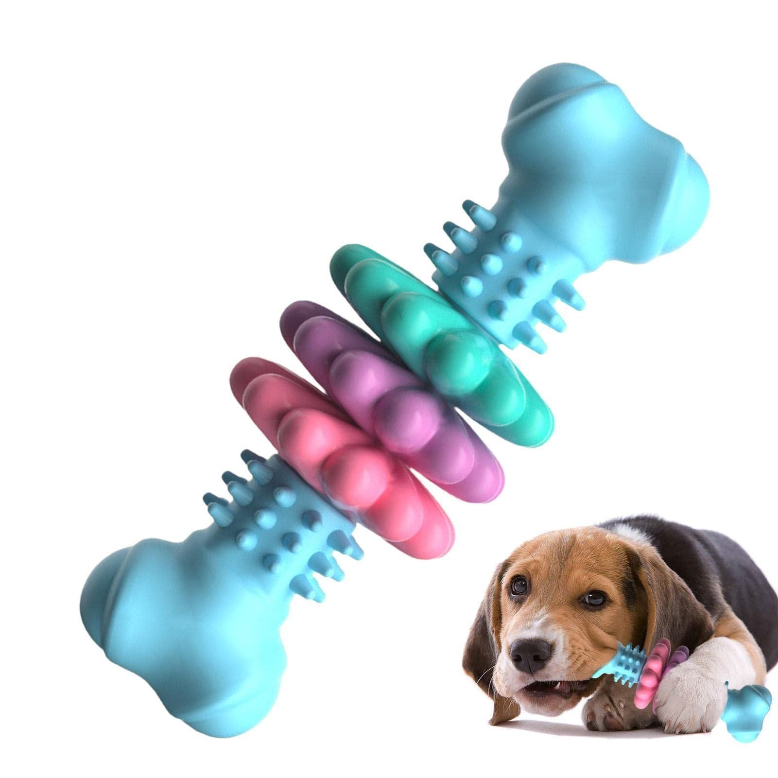 Indestructible Dog Chew Bone – TPR Teeth Cleaning Toy for Aggressive Chewers - Black & Elva