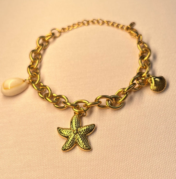 Starfish Pearl Bracelet - Black & Elva