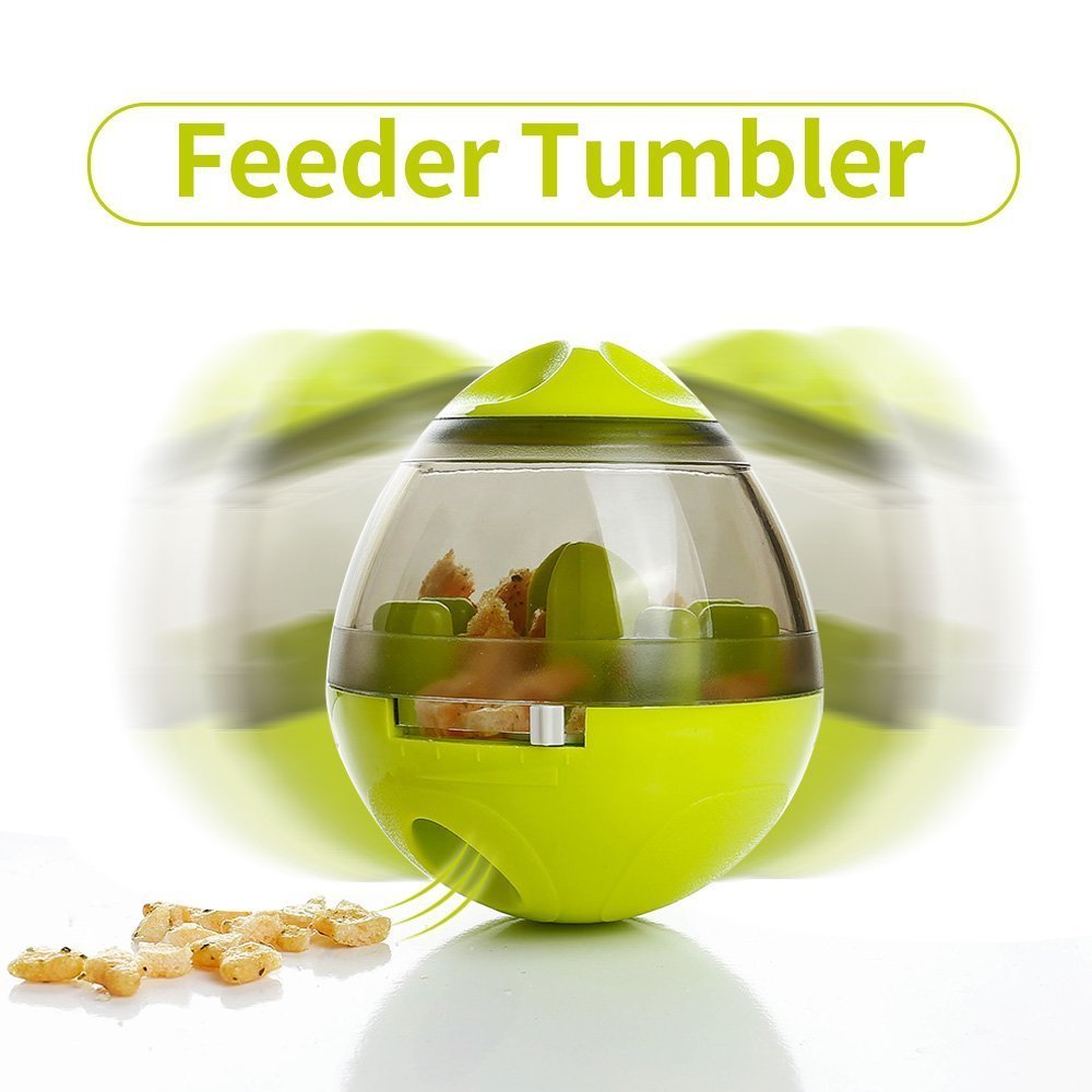 Interactive Dog Tumbler Feeder Toy – Food Dispensing Ball for Puppies & Pets - Black & Elva