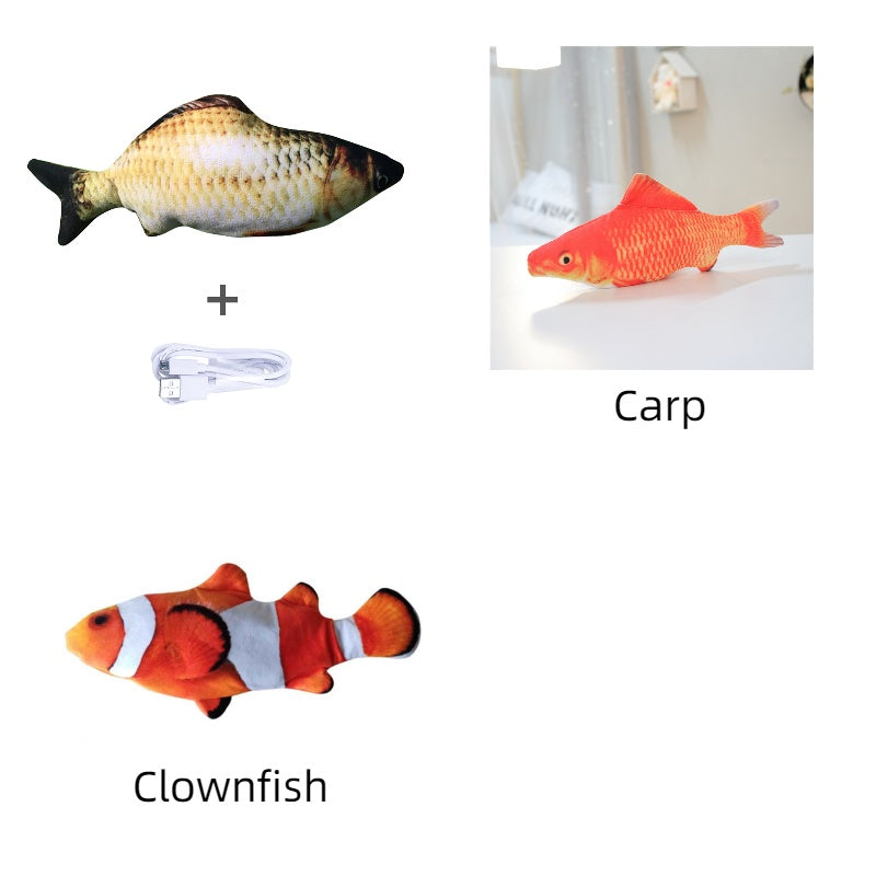 Without Cat Nip Version - Electric Jumping Fish Simulation Electric Fish Toy - Black & Elva