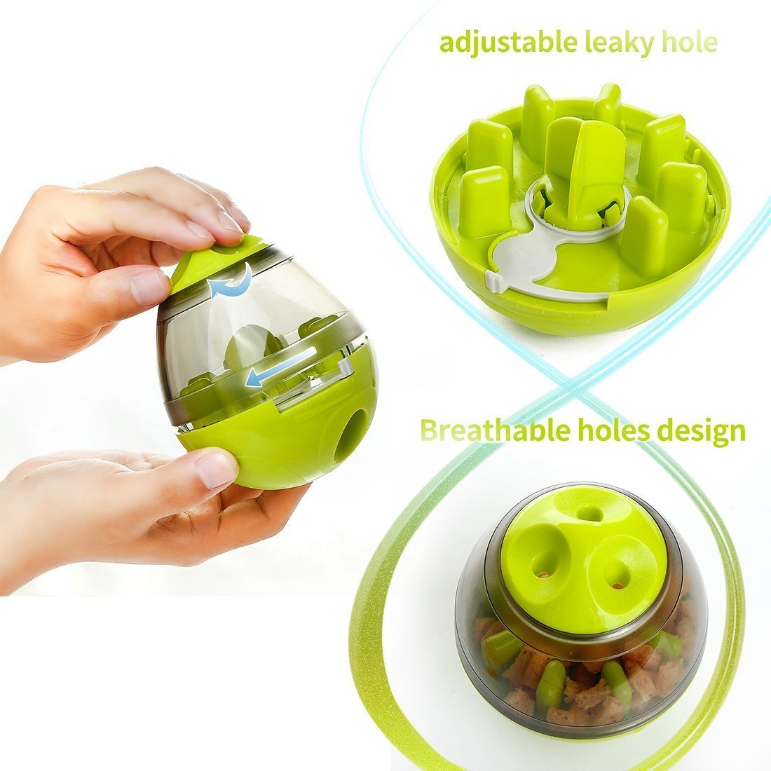 Interactive Dog Tumbler Feeder Toy – Food Dispensing Ball for Puppies & Pets - Black & Elva