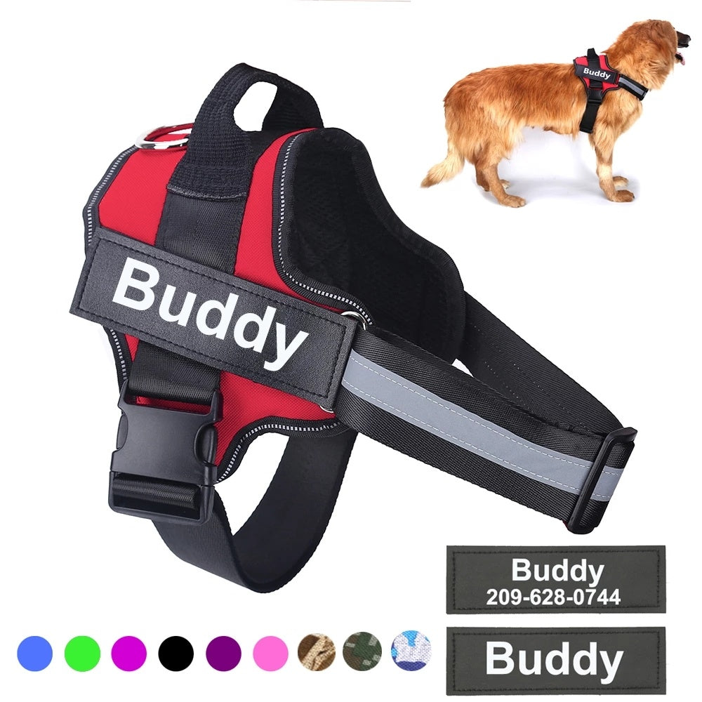 Custom No Pull Dog Harness – Safe, Comfy & Reflective Fit - Black & Elva