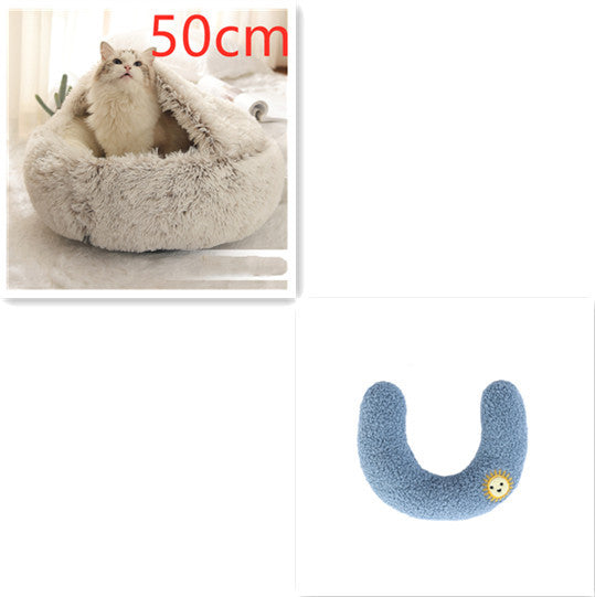 Warm Plush Pet Bed for Cats & Dogs – Soft Winter Sleeping Cushion - Black & Elva