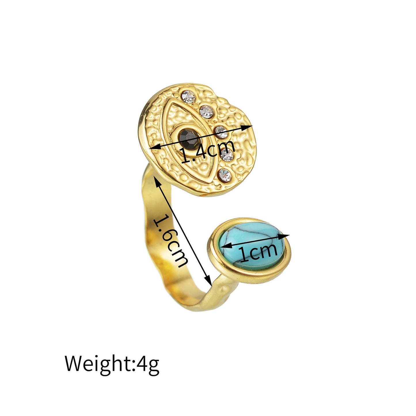 Color Ring 18K Gold Light Luxury Exquisite - Black & Elva