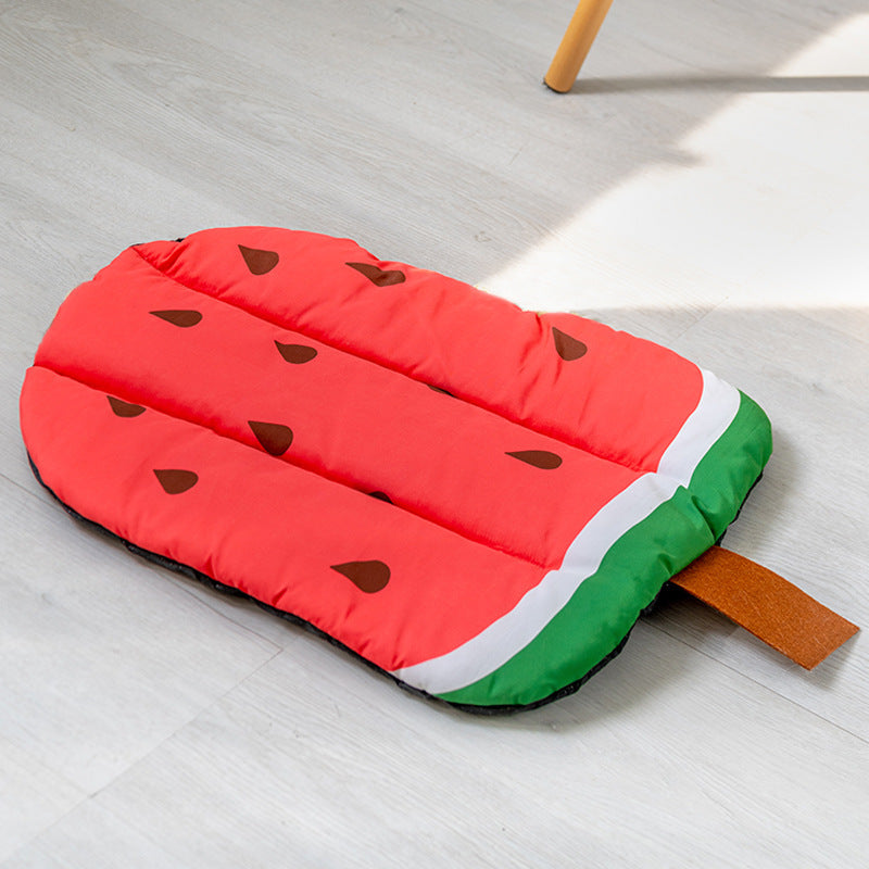 Fruit-Themed Pet Cushion Pad – Soft Washable Mat for Cats & Dogs | Anti-Slip & Comfortable Pet Bed - Black & Elva