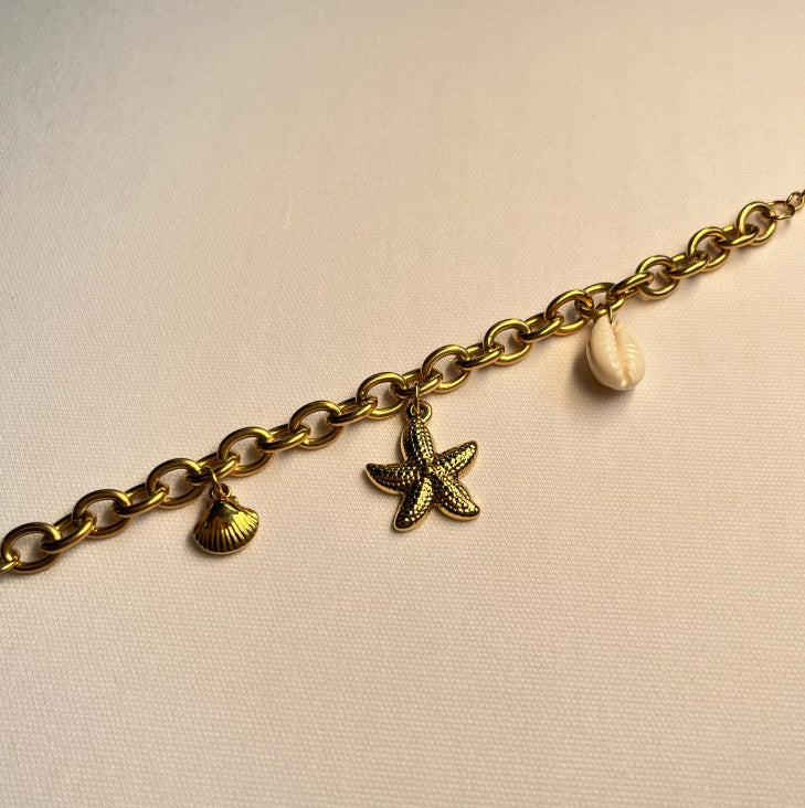 Starfish Pearl Bracelet - Black & Elva