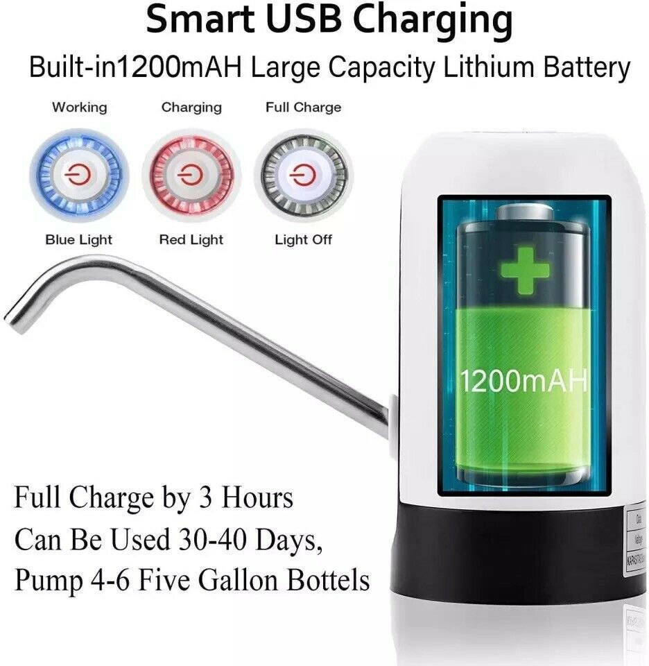 Water Bottle Electric Automatic Universal Dispenser 5 Gallon USB USB Water Dispenser Automatic Drinking Water Bottle - Black & Elva