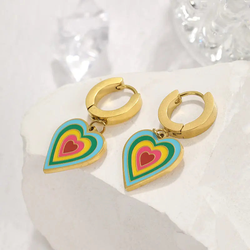 Fashionable Personalized All-match Stainless Steel Gold-plated Earrings - Black & Elva