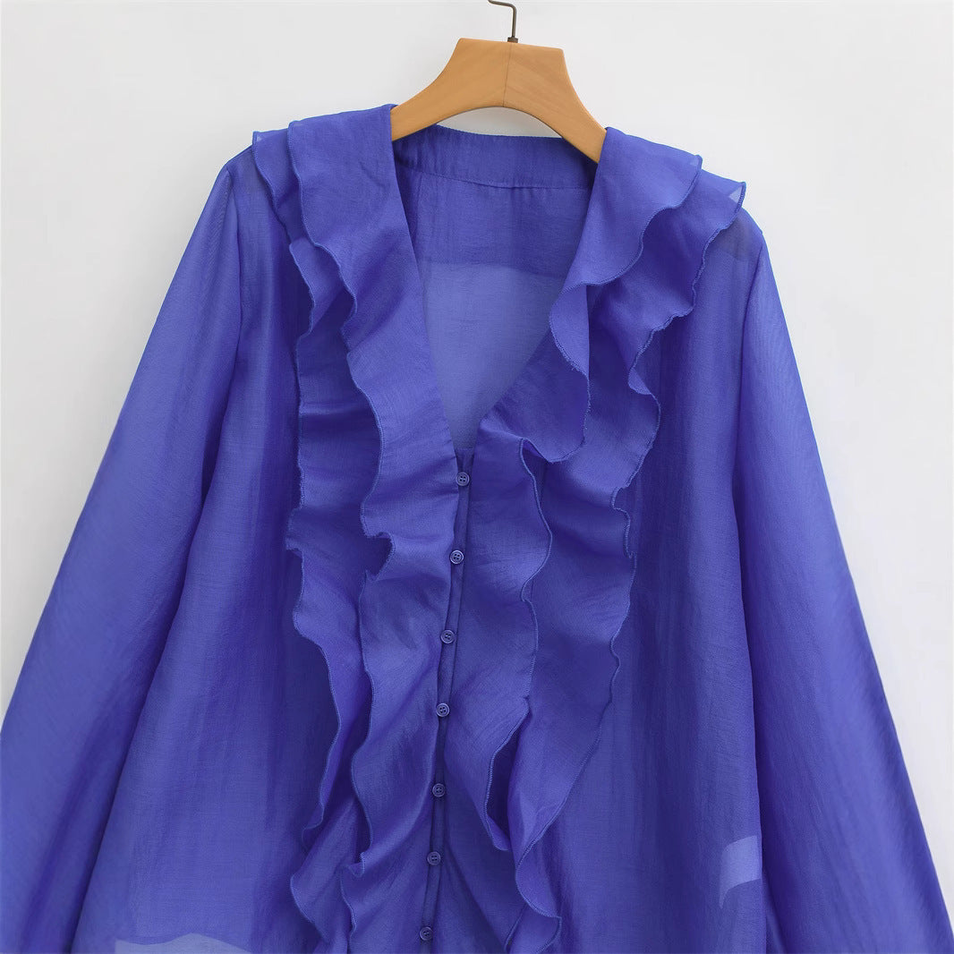 Women's Fashionable Temperamental All-match Long Sleeve Shirt - Black & Elva
