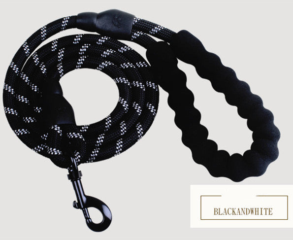 Reflective Nylon Dog Leash – Durable Rope for Walking & Training - Black & Elva