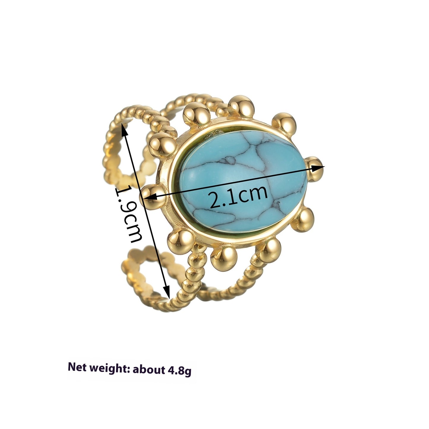 Color Ring 18K Gold Light Luxury Exquisite - Black & Elva