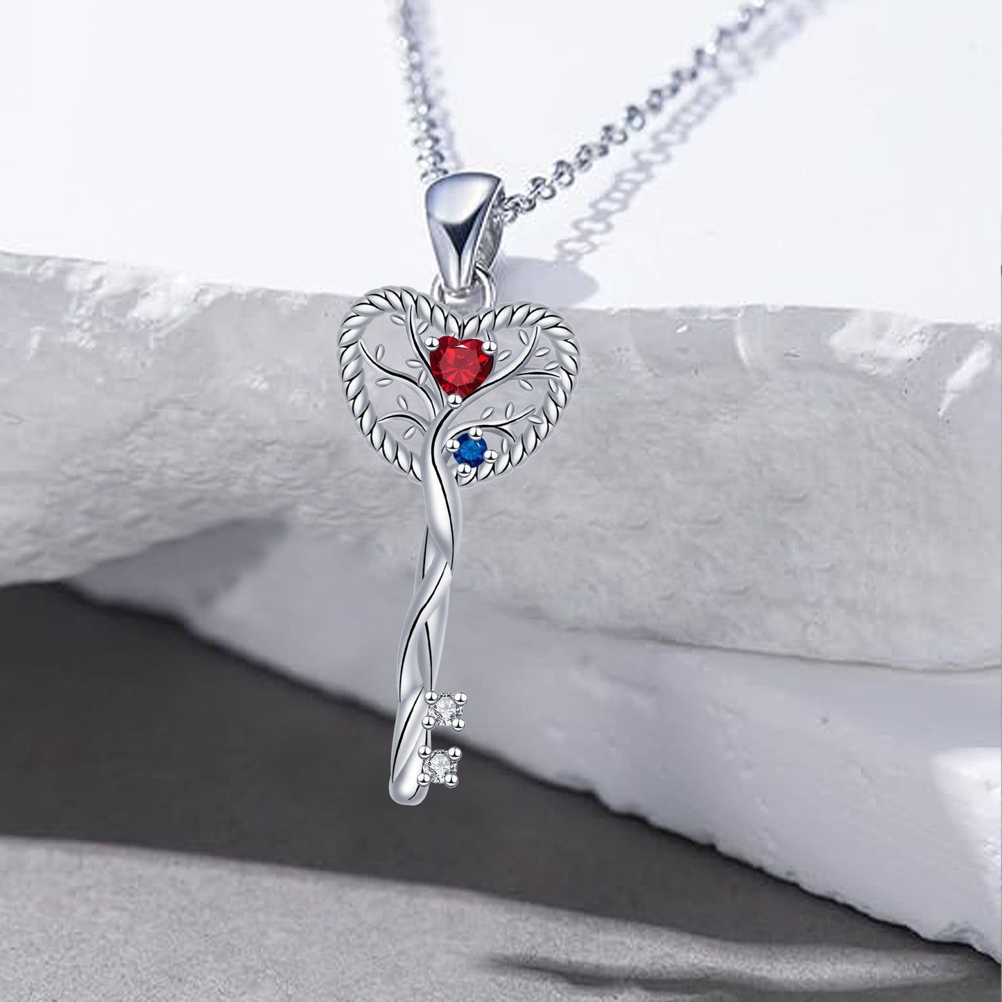 Elegant Design Love Heart Tree Of Life Pendant Necklace - Black & Elva