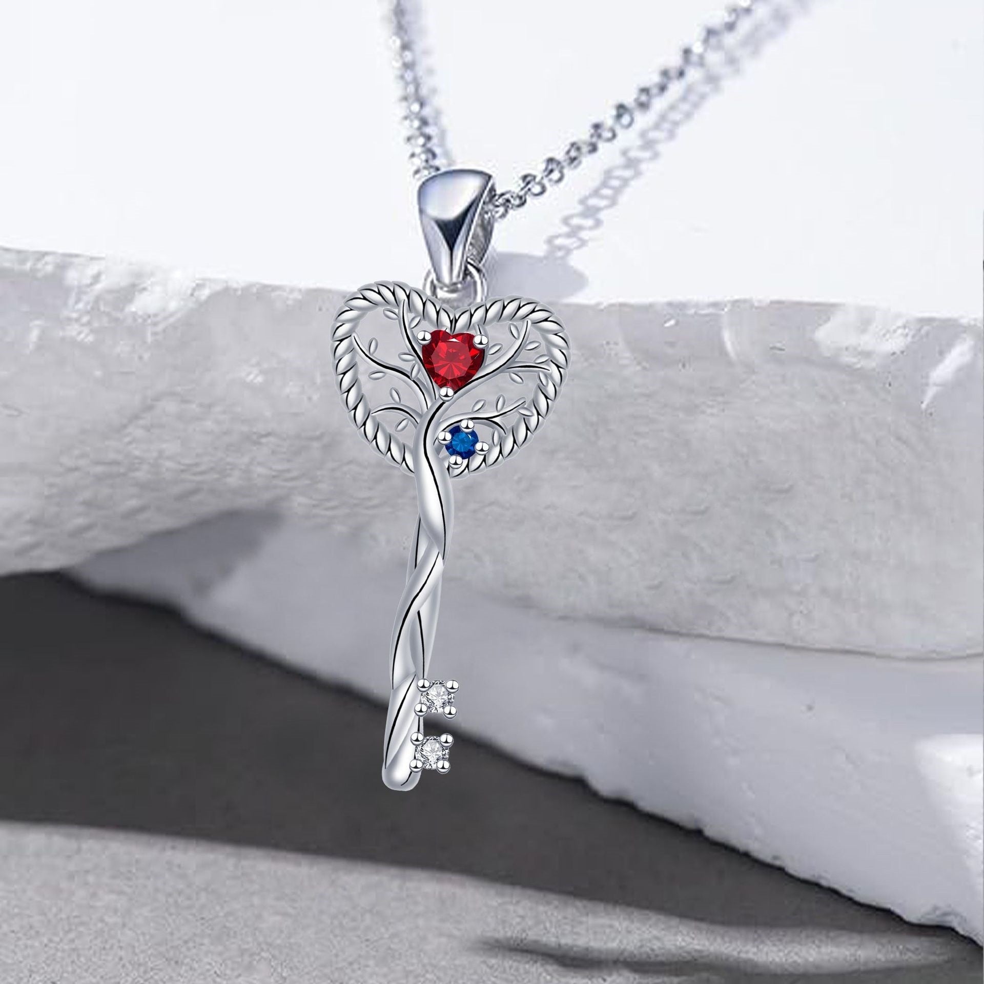 Elegant Design Love Heart Tree Of Life Pendant Necklace - Black & Elva