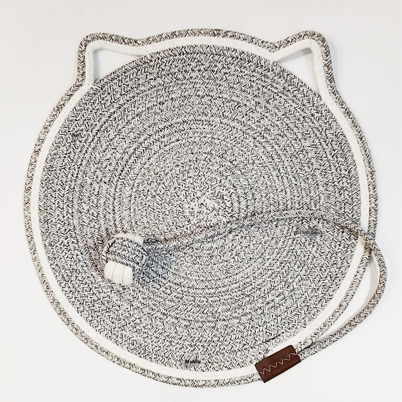 Braided Cotton Rope Cat Claw Mat Self Hi Ball One Piece Sleeping Mat Washable Anti Sticky Scratching Artifact Cat Scratching Mat Pet Products - Black & Elva