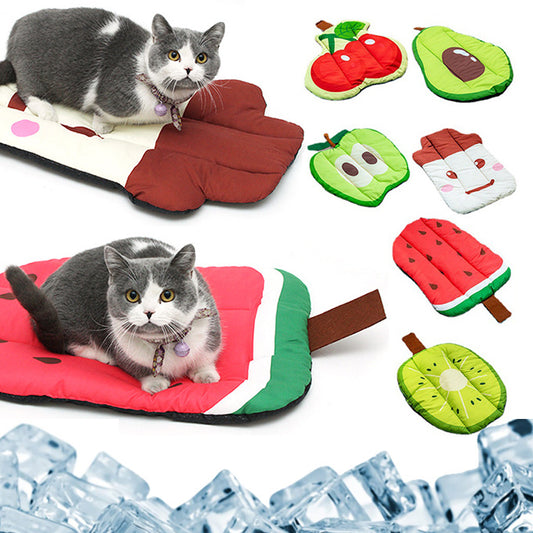 Fruit-Themed Pet Cushion Pad – Soft Washable Mat for Cats & Dogs | Anti-Slip & Comfortable Pet Bed - Black & Elva