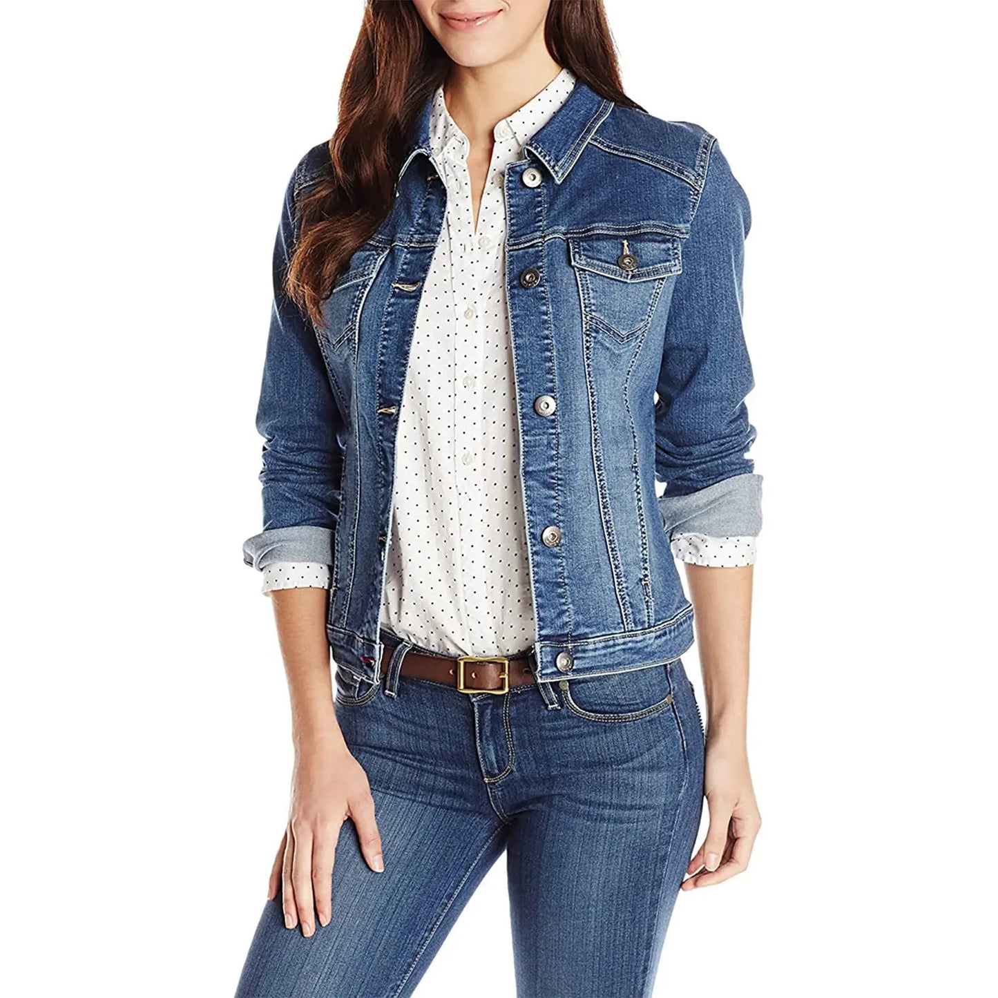 Denim Coat Women's Slim Jacket - Black & Elva