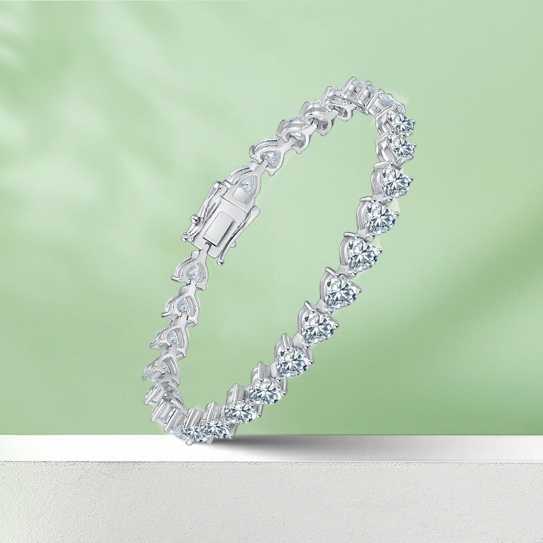 S925 Silver Plating 18k Platinum Diamond Bracelet - Black & Elva