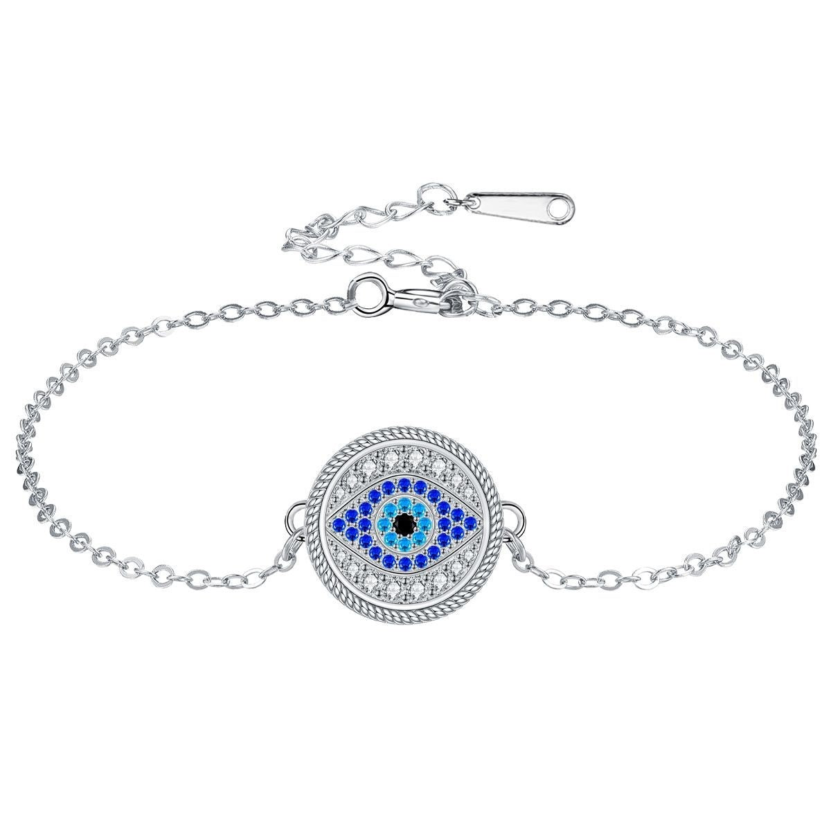Classic Retro Eye Full Diamond Adjustable Bracelet - Black & Elva