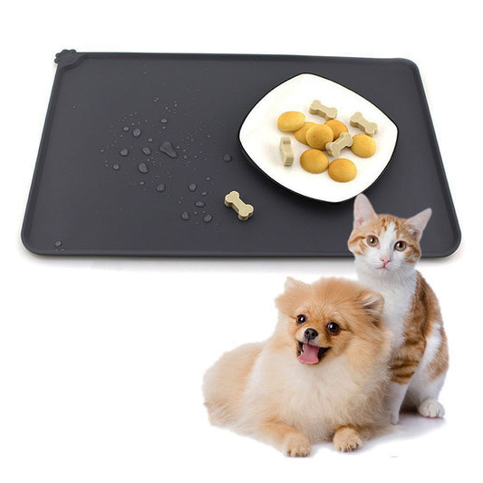 Waterproof Pet Mat For Dogs And Cats Pure Color Silicone Pet Food Mat - Black & Elva
